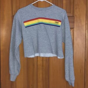 Brandy Melville cropped crew neck with rainbow